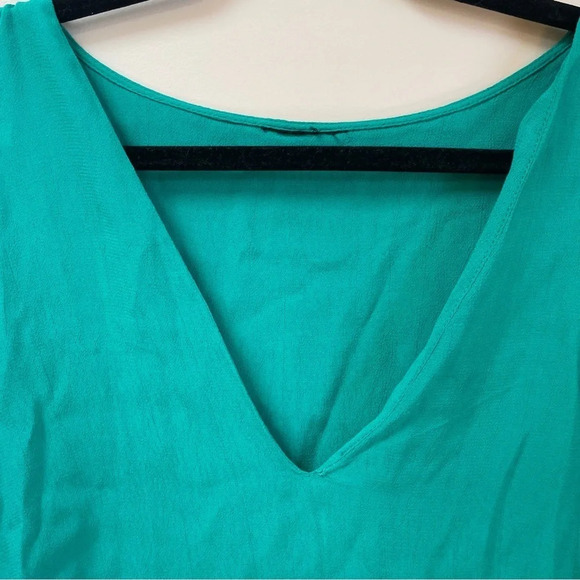 Topshop  Emerald green flutter sleeve blouse‎ 10 - Picture 4 of 5